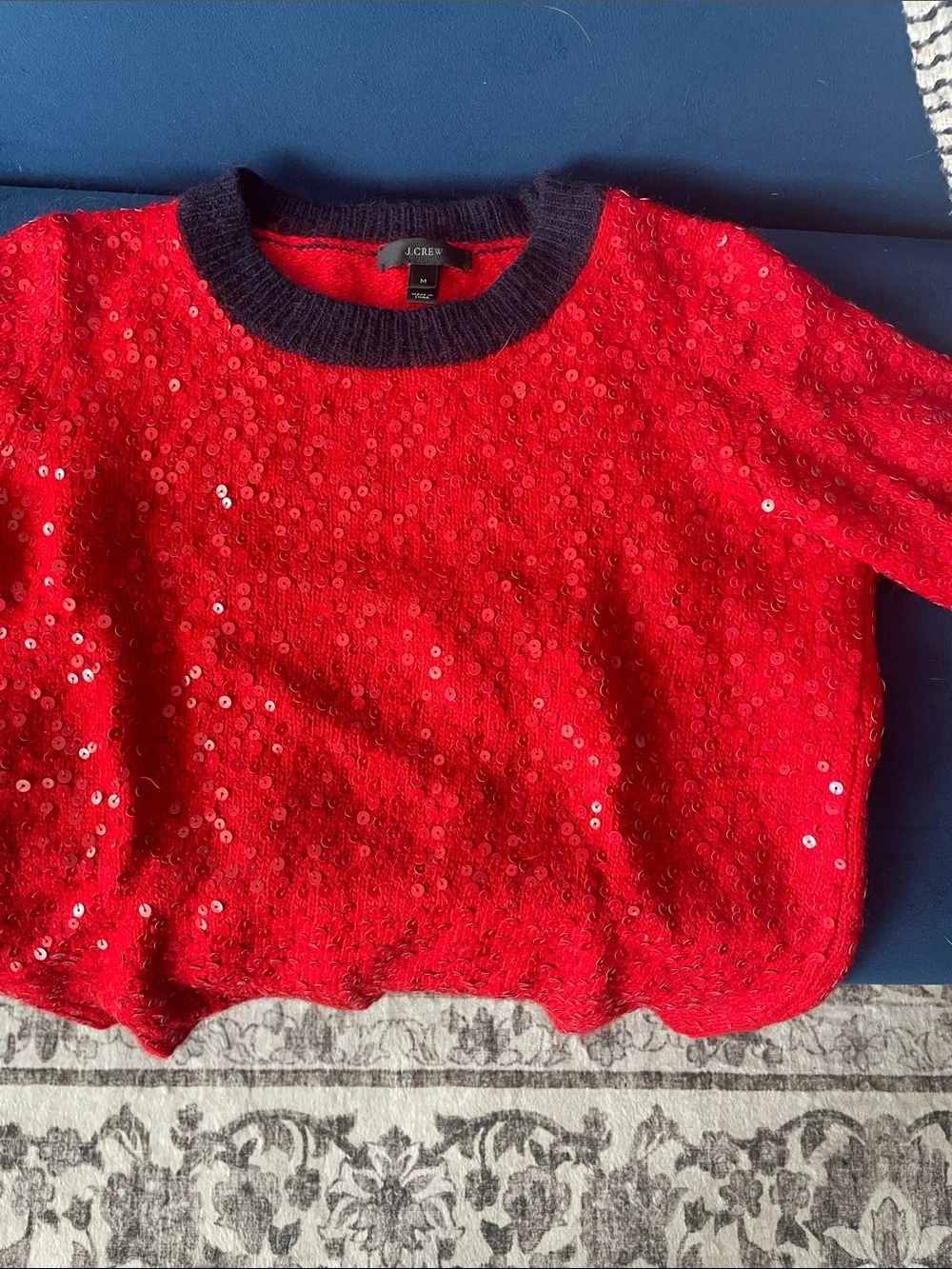 Vintage J. Crew Red Sequin Crewneck Sweater
